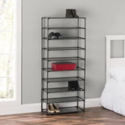 Home Basics 30 Pair Non-Woven Multi-Purpose Stackable Free-Standing Shoe Rack, Grey -Storage Store GUEST 3844fbea 6739 4719 8f62 d520962673dd