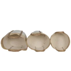 Set Of 3 Baskets White Seagrass & Cotton Rope By Foreside Home & Garden -Storage Store GUEST 38d6bde0 fc61 4de8 8a6e 3a3061a7e97f