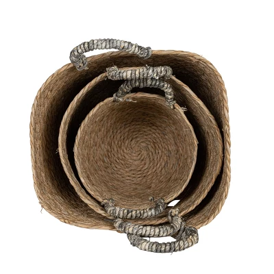 Set Of 3 Baskets Brown Woven Seagrass By Foreside Home & Garden 2 Set Of 3 Baskets Brown Woven Seagrass By Foreside Home & Garden - Image 2