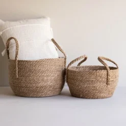 Set Of 2 Natural Woven Natural Seagrass Basket - Foreside Home & Garden -Storage Store GUEST 3a65cde7 c8f4 404a aa92 c5e8644f031d