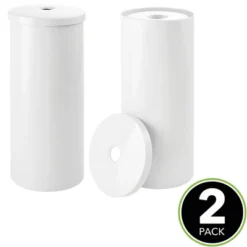 MDesign Toilet Tissue Roll Holder Canister Stand, Stores 3 Rolls, 2 Pack