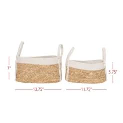 Set Of 2 Oblong Handled Baskets Seagrass & White Cotton Rope By Foreside Home & Garden -Storage Store GUEST 3c30a975 14a2 4154 a110 d7851f5725e2