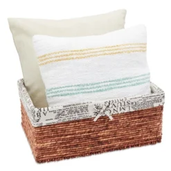 Set Of 5 Brown Woven Storage Nesting Baskets For Closet Organization, Bathroom Shelves, Pantry, Vanity, Bathroom, Small, Rectangular, 3 Sizes -Storage Store GUEST 3cabe286 808d 4c78 b4f5 ff6d613cd482