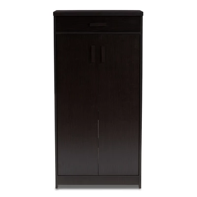 Bienna Modern And Contemporary Finished Shoe Cabinet Dark Brown - Baxton Studio 2 Bienna Modern And Contemporary Finished Shoe Cabinet Dark Brown - Baxton Studio - Image 2