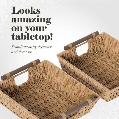 American Atelier Water Hyacinth Wicker Basket With Handles Square Woven Wicker Storage Baskets, Built-in Carry Handles Laundry Storage Or Pantry Bin 4 American Atelier Water Hyacinth Wicker Basket With Handles Square Woven Wicker Storage Baskets, Built-in Carry Handles Laundry Storage Or Pantry Bin - Image 4