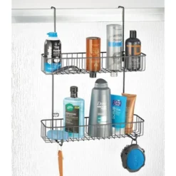 MDesign Wide Metal Over Door Hanging Shower Caddy, 2 Hooks And Baskets -Storage Store GUEST 3fbfe49c 0843 4ea8 acac ee595a62d915