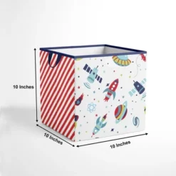 Bacati - Space Multicolor Boys Cotton Storage Box Small -Storage Store GUEST 405f69fa b4b4 4eef a203 952931a312aa