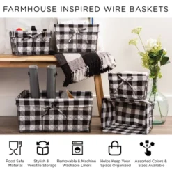 Design Imports Set Of 3 S Rustic Bronze Chicken Wire Ticking Stripe Liner Baskets Black/White -Storage Store GUEST 45d7929b 59a8 488e a84a 3909f86e5b02