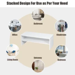 Costway 3 PCS Stackable Shoe Rack 31-Inch Horizontal Organizer 2-tier StorageShelf WhiteBrown -Storage Store GUEST 4a6d80e8 56a3 4842 8ba9 8fa784d1e0da