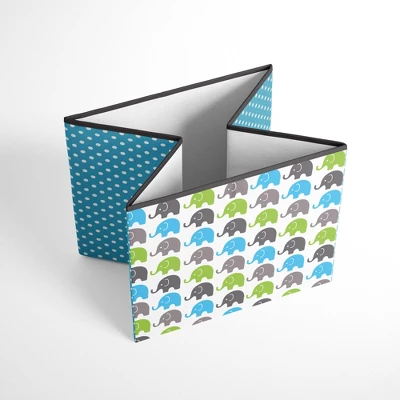 Bacati - Elephants Aqua/Lime/Gray Storage Box Large 1 Bacati - Elephants Aqua/Lime/Gray Storage Box Large
