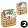 MDesign Hyacinth Home Storage Wall Mount Basket, Set Of 2