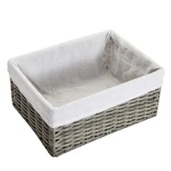 Farmlyn Creek Set Of 4 Wicker Storage Baskets With Liners For Shelves, Decorative Woven Nesting Bins For Organizing Pantry, 2 Sizes (Grey) -Storage Store GUEST 4dfe427d 685d 4a28 b8bc 8917d780b753