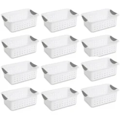 Sterilite White Small Ultra Basket Durable Plastic Storage Totes Bins For With Titanium Inserts For Home Organization -Storage Store GUEST 50f229f3 22db 43ee 80e5 9dbb70a1b9a7