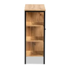 Vander Wood And Metal 1 Door Shoe Storage Cabinet Oak Brown/Black - Baxton Studio -Storage Store GUEST 522edfbe 723b 468a a92d 8e0886cefeaa