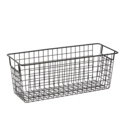 Farmlyn Creek 3 Pack Metal Wire Storage Baskets For Shelves, Pantry, Closet, Long Narrow Organizer Bin, Black, 16 X 6 X 6 In -Storage Store GUEST 52b5651c 83c9 45fd 9b5d 71b526d47552