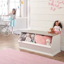 Badger Basket Two Bin Stackable Storage Cubby White/Gray Woodgrain 13 Badger Basket Two Bin Stackable Storage Cubby White/Gray Woodgrain -Storage Store GUEST 548f14aa 6559 4032 95e6 4a940a03a507