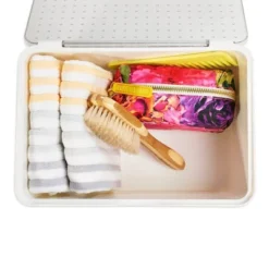 Medium Stacking Bin With Lid Clear/White - Madesmart -Storage Store GUEST 55f45de5 fd01 42be 9555 0a3c5135b93c