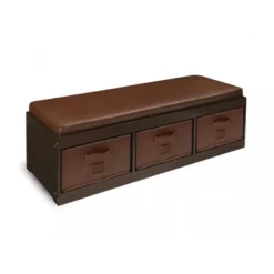 Badger Basket Kid's Storage Bench With Cushion And Three Bins -Storage Store GUEST 56cca292 fbe2 469d acdc 8d64147c2df0
