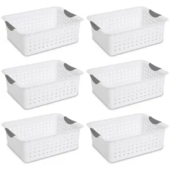 Sterilite Ultra Ventilated Open Top Plastic Storage Organizer Basket With Gray Contoured Carrying Handles -Storage Store GUEST 572db26e 526a 40d7 ad67 8fbcf035d85d