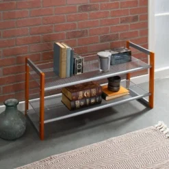 Organize It All 2pk Stackable Wood And Metal Shoe Racks -Storage Store GUEST 5971d7aa c1a3 49d8 86eb 3e6717ea7d70