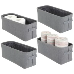 MDesign Cotton Fabric Bathroom Storage Organizer Bin, Tall, 4 Pack -Storage Store GUEST 5a3f13dc cd39 47a3 9400 a827cc25b7ad