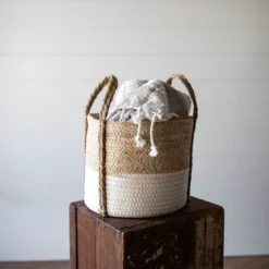Natural Woven White Seagrass & Rope Basket - Foreside Home & Garden -Storage Store GUEST 5afd19de bc44 4b0c aa17 e787c4c4e6ad