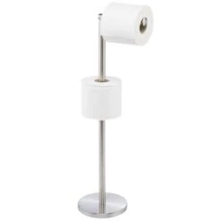 MDesign Toilet Paper Roll Holder Stand/Dispenser - Brushed Stainless - Bronze -Storage Store GUEST 5dd62c63 4a64 41a2 8c7a 3c66502bf645
