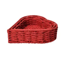 Household Essentials Set Of 3 Nesting Heart Baskets Paper Rope Red -Storage Store GUEST 64da2480 97a4 46f4 a6fa b0791bf78852