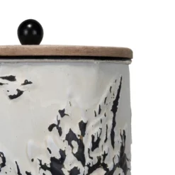 Set Of 3 Cream And Gray Floral Metal Decorative Storage Canisters - Foreside Home & Garden -Storage Store GUEST 650257c7 31d4 4b59 b9b2 17adfb851bec