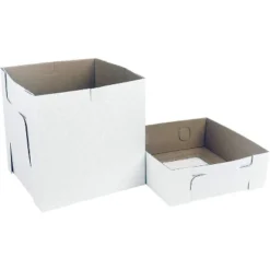 O'Creme White/Kraft 2-Piece Square Cake Box 8 Inch X 8 Inch X 8 Inch High With Scalloped Window - Pack Of 25 -Storage Store GUEST 651dbfe7 1f8d 46b1 adc3 8a2e4c4bb3f9