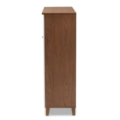 Coolidge 11 Shelf Wood Shoe Cabinet With Drawer White/Walnut - Baxton Studio -Storage Store GUEST 662bbc0d d9de 4764 ba12 a09b17a892a4