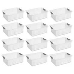 Sterilite Ultra Ventilated Open Top Plastic Storage Organizer Basket With Gray Contoured Carrying Handles -Storage Store GUEST 696b89d2 47d6 4035 9db0 4e498d412d63