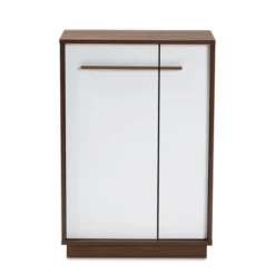 Mette Walnut Finished Wood Shoe Cabinet White - Baxton Studio -Storage Store GUEST 6a1507d9 f5be 4a9a a728 a425dca96f2f