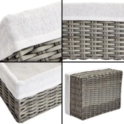 Farmlyn Creek Set Of 4 Wicker Storage Baskets With Liners For Shelves, Decorative Woven Nesting Bins For Organizing Pantry, 2 Sizes (Grey) -Storage Store GUEST 6b31bc18 90d3 4267 8d4d 7b97fc67fe00