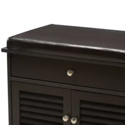 Leo Modern And Contemporary Wood 2 Drawer Shoe Storage Bench Dark Brown - Baxton Studio -Storage Store GUEST 6cd608c8 7e20 4a1a a864 f5e6980b9a69