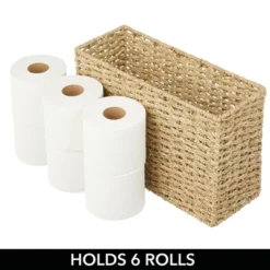 MDesign Large Rustic Woven Seagrass Toilet Tank Bathroom Storage Basket -Storage Store GUEST 6ce344d8 fc08 4171 940f aa66102b6096