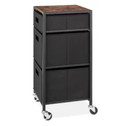 Whitmor Rolling 3 Drawer Cart Black