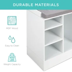 Best Choice Products 46in Shoe Storage Organization Rack Bench For Entryway, Bedroom W/ Padded Seat, 10 Cubbies - White -Storage Store GUEST 6ed323a9 0a2f 4d3f 8c15 e2ab26a37702