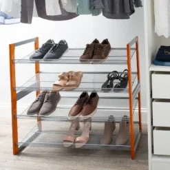 Organize It All 2pk Stackable Wood And Metal Shoe Racks -Storage Store GUEST 70fd59e0 2e9e 4d14 bae2 9d3dfdb0525d