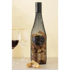Twine Wine Bottle Cork Holder Metal Decorative Wine Cork Collection Storage, Rustic Black Finish, Black, Holds 60 Corks, Set Of 1 -Storage Store GUEST 7131c0ff 51e7 472f 8a6f 1bec30cb46fd