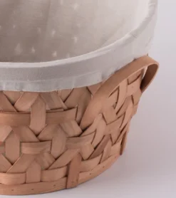 Vintiquewise Wooden Round Display Basket Bins, Lined With White Fabric, Food Gift Basket, Large -Storage Store GUEST 73890b13 3dfc 44dd 935a efcc5e79d134