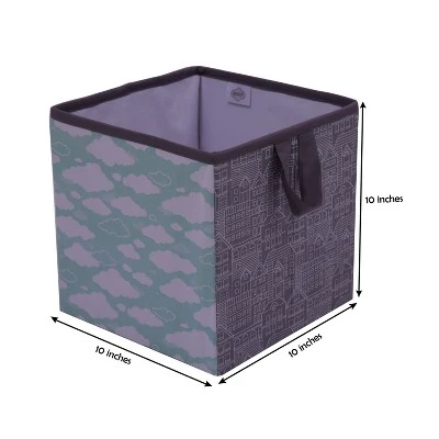 Bacati - Clouds In The City Mint//Gray Storage Box Small 3 Bacati - Clouds In The City Mint//Gray Storage Box Small - Image 3