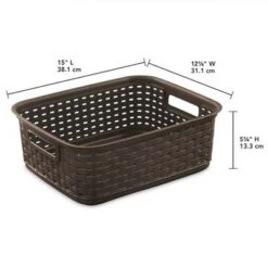Sterilite Decorative Wicker-Style Short Weave Basket, Espresso (18 Pack) -Storage Store GUEST 74564405 bfee 49f3 b655 b05fceab4211