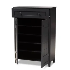 Shelf Wood Shoe Storage Cabinet With Drawer Glidden Finished Black - Baxton Studio 17 Shelf Wood Shoe Storage Cabinet With Drawer Glidden Finished Black - Baxton Studio -Storage Store GUEST 74e2bd47 f950 40a7 a038 bdec0ba4764e