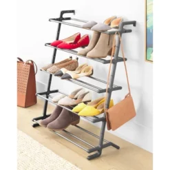 Whitmor 5 Tier Leaning Shoe Rack Black -Storage Store GUEST 75169bfe 6780 458e 9be9 d17629c26ec2