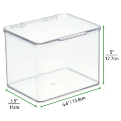MDesign Stackable Plastic Bathroom Organizer Box With Lid, 2 Pack -Storage Store GUEST 75bfb599 f8ad 4981 a9bd fc0806f7ed89
