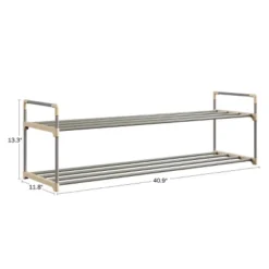 Hastings Home 12-Pair Freestanding 2-Tier Shoe Storage Rack – Black