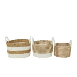 Set Of 3 Seagrass Storage Baskets Brown/White - Olivia & May -Storage Store GUEST 762be3fa 2814 4f03 8db6 769b6e1f83ff