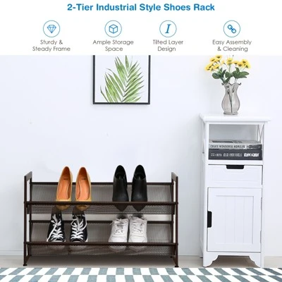 Tangkula Iron Shoe Shelf 2/3/4-Tier Space Saving Layered Shoes Shelving Shoes Storage Organizer 5 Tangkula Iron Shoe Shelf 2/3/4-Tier Space Saving Layered Shoes Shelving Shoes Storage Organizer - Image 5