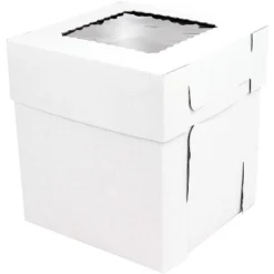 O'Creme White/Kraft 2-Piece Square Cake Box 8 Inch X 8 Inch X 8 Inch High With Scalloped Window - Pack Of 25 -Storage Store GUEST 76d938f0 3d97 4e4a a6f2 01222457b885